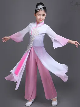 Детский танцевальный костюм Янко для сценической девушки Национальная школьная одежда для фанатских танцев Классическая этническая танцевальная одежда Детский наряд с зонтиком