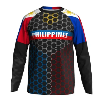 Рубашка с длинными рукавами для мотокросса, Скоростного спуска, Велоспорта на всех горных велосипедах, Филиппины, Мужская Майка для спортивных гонок, Качественные Топы
