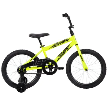 GISAEV 18 дюймов. Детский велосипед Rock It Boy, неоново-желтые широкие тренировочные колеса для надежного использования на тротуаре.