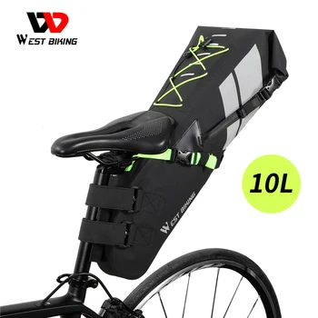 WEST BIKING 10L 17L Велосипедная Седельная сумка Большой Емкости, Складная Велосипедная сумка, Водонепроницаемый Светоотражающий Багажник для шоссейного Велосипеда MTB