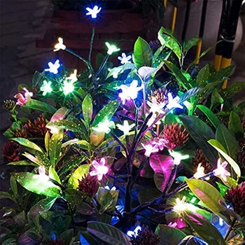 2шт Новых Солнечных Наружных светодиодных фонарей Красочные Вишневые газонные лампы Для украшения сада Освещение Рождественской вечеринки