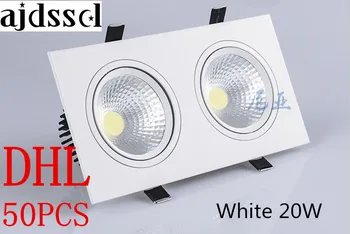 50шт двойной белый квадратный светодиодный светильник с регулируемой Яркостью COB Потолочный точечный светильник 2x10 Вт 20 Вт потолочные встраиваемые Светильники Внутреннее освещение