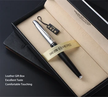 Перьевая ручка Hero Изысканные ручки с золотым наконечником 10K Офисные деловые письменные принадлежности Iraurita Nib с подарочной коробкой Гладкая ручка для письма