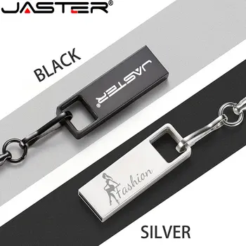 JASTER Mini USB Флэш-накопители 64 ГБ, Адаптеры TYPE-C, Флеш-накопитель 32 ГБ, Черная металлическая карта памяти, 16 ГБ, Креативный подарок, флешка, Бесплатная цепочка
