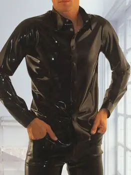 Новое латексное пальто, резиновый Gummi Ganzanzug, мужская Красивая черная крутая рубашка, Размер S-XXL