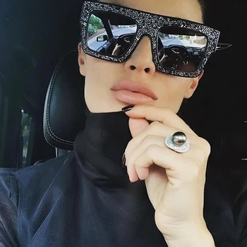 XaYbZc Роскошные Стразы Крутые Солнцезащитные очки для вождения Женщины 2023 Новая мода Квадратная Большая коробка Мужчины Женщины Общие Очки