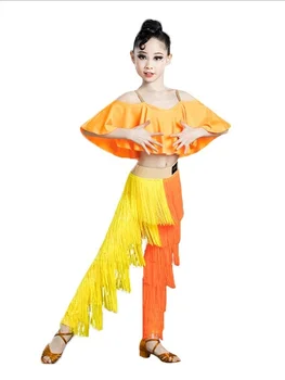 Новая детская одежда для соревнований по латинским танцам с кисточками, Национальный стандарт для девочек, Танцевальный костюм с кисточками, Тренировочная одежда для выступлений