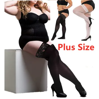Плюс Размер Экзотические эротические фетишистские черные чулки для женщин большого размера, Сексуальные носки до бедра, Кружевные чулки в сеточку для тела, плюс размер