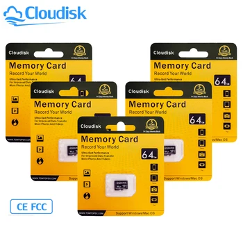 Cloudisk 5 ПАКЕТОВ 32 ГБ 64 ГБ 128 ГБ U3 Флэш-карта памяти Mirco SD Card 16 ГБ C10 UHS-1 8 ГБ A1 3C Сертифицированная TF/SD-карта Для камеры телефона