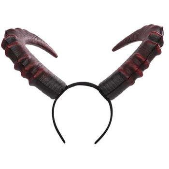 Аксессуары для волос H9ED для косплея на Хэллоуин, Реалистичная длинная карнавальная повязка на голову в виде Рога дьявола