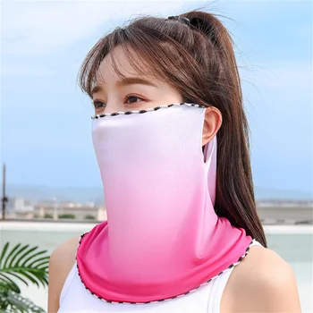 Женская Летняя Солнцезащитная маска Из Ледяного Шелка, Женская Подвесная маска для ушей, Шарф Для девочек, Защита от ультрафиолета, Дышащая Защитная вуаль для шеи