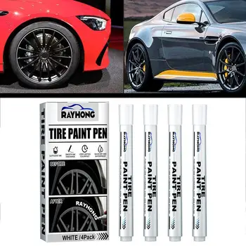 4 Маркера краски для шин, водонепроницаемый белый маркер, очиститель краски, декоративная ручка для граффити, надпись для шин, Принадлежности для модификации автомобиля Tir V2Q6