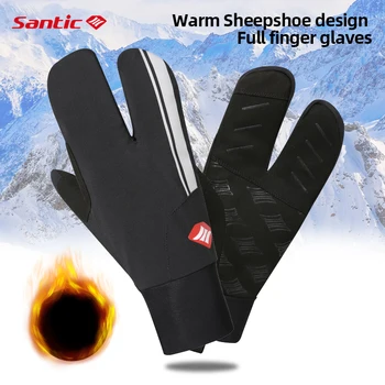 Santic Теплые мужские байкерские перчатки, горные зимние перчатки с полными пальцами для женщин, нескользящие водонепроницаемые мотоциклетные перчатки, уличные рукавицы
