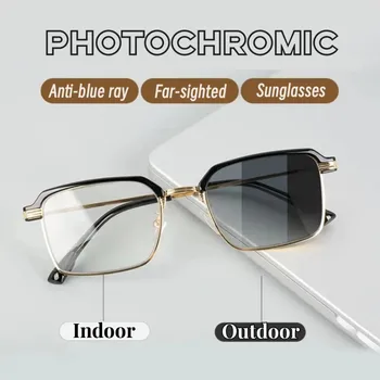 Новый тренд, Фотохромные очки для чтения, полукадровая защита глаз, солнцезащитные очки для дальнозоркости, изменяющие цвет, наружные очки с защитой от ультрафиолета