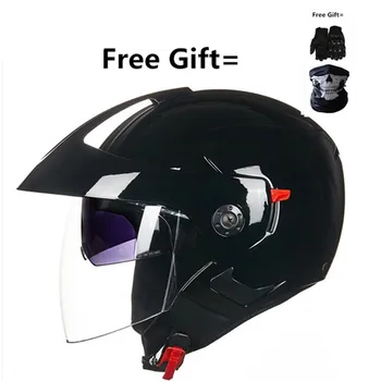 Глянцевый черный мотоциклетный шлем с открытым лицом и солнцезащитным козырьком (матово-черный, X-Large) в горошек, одобренная быстроразъемная пряжка