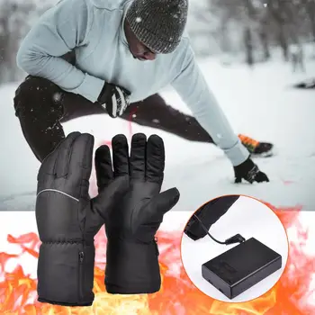 Мотоциклетные перчатки с подогревом, теплые черные электрические перчатки, Удобные водонепроницаемые перчатки с аккумулятором, быстро нагревающийся эластичный ремешок на запястье