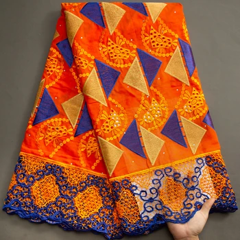 2023 Высококачественная Хлопчатобумажная Кружевная ткань с вышивкой из швейцарской вуали, Швейцарское Африканское платье из ткани для женщин, сшитое A3496