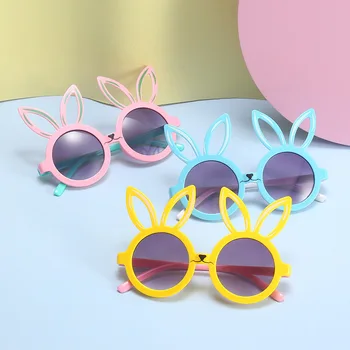 Новые детские мультяшные солнцезащитные очки с банни, модные солнцезащитные очки с заячьими ушками, милые детские солнцезащитные очки