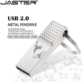 JASTER 2,0 USB Флэш-Накопитель с Логотипом Wolf Pen Drive Серебристый Металлический Memory Stick Брелок Для Ключей Флешка 16 ГБ 32 ГБ 64 ГБ Портативный Подарочный U-Диск