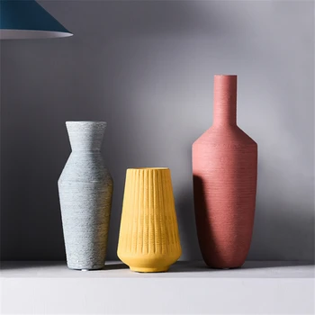 Простая керамическая ваза в скандинавском стиле, ваза для цветочной композиции, украшение для гостиной, спальни, садоводство, украшение для дома