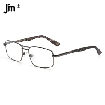 JM Квадратные Очки для чтения с пружинным шарниром, Мужские И Женские Винтажные очки с двойной мостовой Лупой, Дальнозоркие Диоптрийные очки