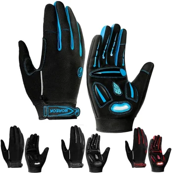 Велосипедные перчатки на полный палец, зимние велосипедные перчатки, 5 мм SBR + жидкий гель, мягкие противоскользящие амортизирующие перчатки с сенсорным экраном, Велосипедные