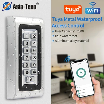 Умный дом, алюминиевая водонепроницаемая клавиатура контроля доступа IP68, автономная RFID-клавиатура с WiFi, приложение Tuya, металлический ключ, контроллер доступа 2000 пользователей