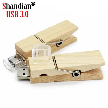 SHANDIAN USB 3.0 креативная модель деревянного зажима pendrive 4GB pen drive 16GB 64GB USB flash drive memory stick бесплатные подарки с логотипом на заказ