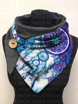 MCDV Dream Catcher с 3D принтом, теплый флисовый повседневный шарф и шаль для женщин, теплый и удобный шарф 02