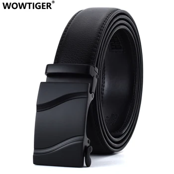 Черный мужской ремень WOWTIGER из коровьей кожи шириной 35 мм, модный бренд с автоматической пряжкой, оригинальные роскошные дизайнерские ремни для мужчин
