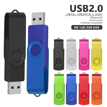Металлический USB флэш-Накопитель 64 ГБ 32 ГБ Флеш-накопитель 16 ГБ Флешка Usb2.0 8 ГБ Флэш-диск 4 ГБ U-диск Memoria Cel Usb Stick Подарок С логотипом на заказ
