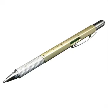 Ручка для технического инструмента 6 в 1, Многофункциональная Отвертка, инструмент, линейка, Спиртовой уровень, Шариковая ручка, Стилус, плоская крестообразная отвертка