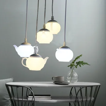 Современные подвесные светильники для чайников, чашки, подвесные светильники в скандинавском стиле со светодиодной подсветкой для столовой, кухни, спальни в отеле, светильники для украшения дома