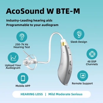 AcoSound 12-канальные Программируемые слуховые аппараты BTE-M для лечения глухоты, Цифровой усилитель звука для пожилых людей, наушники Bluetooth