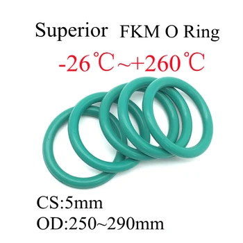 1 шт. Зеленое Уплотнительное кольцо из Фторкаучука FKM Толщиной 5 мм OD 250 мм ~ 290 мм Уплотнительные прокладки Изоляционное Масло Высокая Термостойкость Зеленый