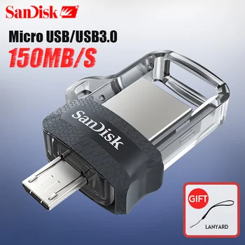SanDisk OTG USB Флэш-накопитель 32 ГБ 16 ГБ 3,0 с двумя мини-ручками 128 ГБ 64 ГБ флешки для ПК и телефонов Android Бесплатная доставка