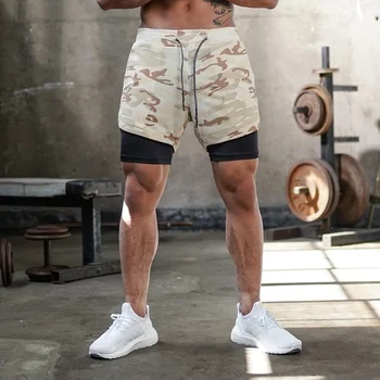 Новые Мужские спортивные шорты Crazy Muscle, повседневные тренировочные штаны для бега на открытом воздухе, с несколькими карманами, свободного кроя, двухэтажные Брюки для фитнеса