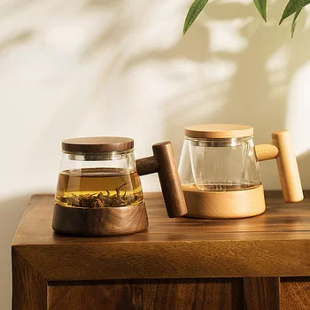 Высококачественная стеклянная чайная чашка для разделения воды, офисная простая креативная магнитная чашка в японском стиле