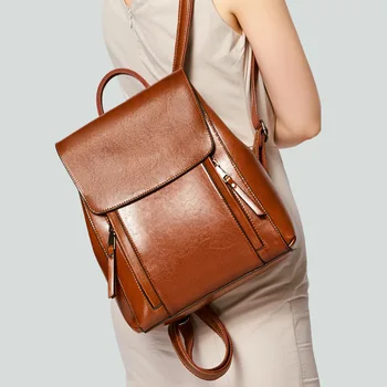 Женский рюкзак из натуральной кожи, сумка через плечо, школьная сумка для девочек, Женская сумка-мессенджер из натуральной кожи для ноутбука