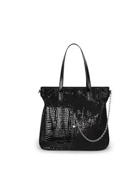 Европейская и американская мода, Трапециевидная сумка через плечо с крокодиловым узором, Женская сумка-тоут из высококачественной кожи Большой вместимости