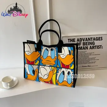 Disney Новая Женская сумка Мультяшная Модная Женская сумка Люксовый Бренд Mickey Большая Вместительная Холщовая сумка-тоут Многофункциональная