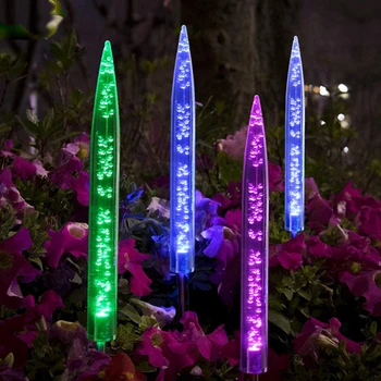 Солнечный RGB светодиодный светильник для газона, конусообразный кол, пузырьковые огни, меняющие цвет, RGB Садовая лампа накаливания, ночник для патио, водонепроницаемый IP65