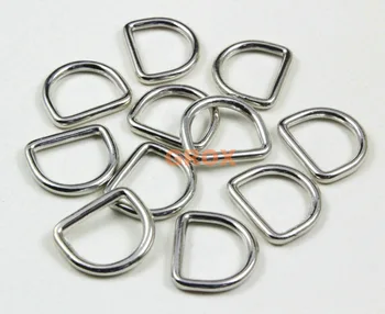 100 Штук 17 мм Никелевого цвета Сварное металлическое D-образное кольцо, кошелек, сумка, Ди-кольцо