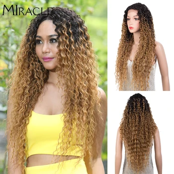 Синтетический кружевной парик с завитками 30 дюймов в африканском стиле, кудрявый кружевной парик с натуральной волной, светлый парик для женщин, волосы из высокотемпературного волокна