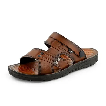 Классические летние мужские сандалии из натуральной кожи, мягкая дышащая обувь, дизайнерские пляжные сандалии, кожаные мужские сандалии, слайды