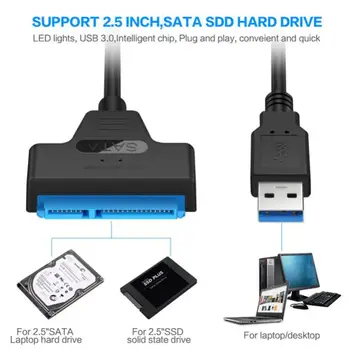 USB 2,0 на SATA 22pin Кабель-адаптер Конвертер HDD SSD Соединительный Шнур Провод для 2,5-дюймовых жестких дисков для Твердотельных Накопителей Дисковые Адаптеры