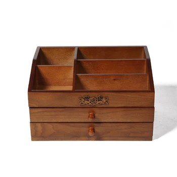 Роскошный Деревянный ящик для макияжа, Коробка для хранения ювелирных изделий, Комод-Органайзер для женщин