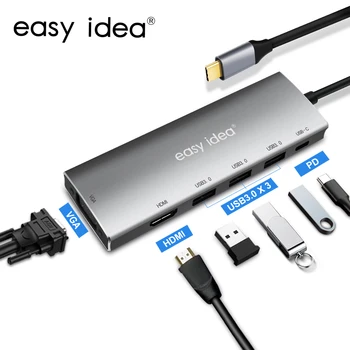 USB C Концентратор Type C Адаптер Разветвитель Мульти USB 3,0 HDMI VGA Порт Несколько USB-C Расширитель Для Macbook Pro Компьютерные Аксессуары