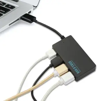 USB-разветвитель с питанием от микрозарядки 4 порта для ПК Компьютерные Аксессуары Macbook Type C Разветвитель концентратор Мульти Черный адаптер