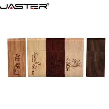 JASTER (бесплатный пользовательский логотип) деревянный блок USB 2.0 флэш-накопитель красного дерева флешка 4 ГБ/ 8 ГБ/ 16 ГБ/32 ГБ/ 64 ГБ флэш-накопитель памяти